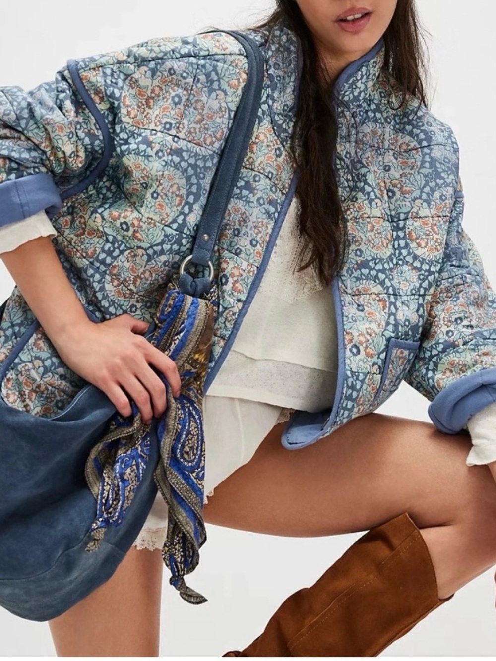 Free People Chloe Quilted jacket - women’s blue patterned - Picture 2 of 5
